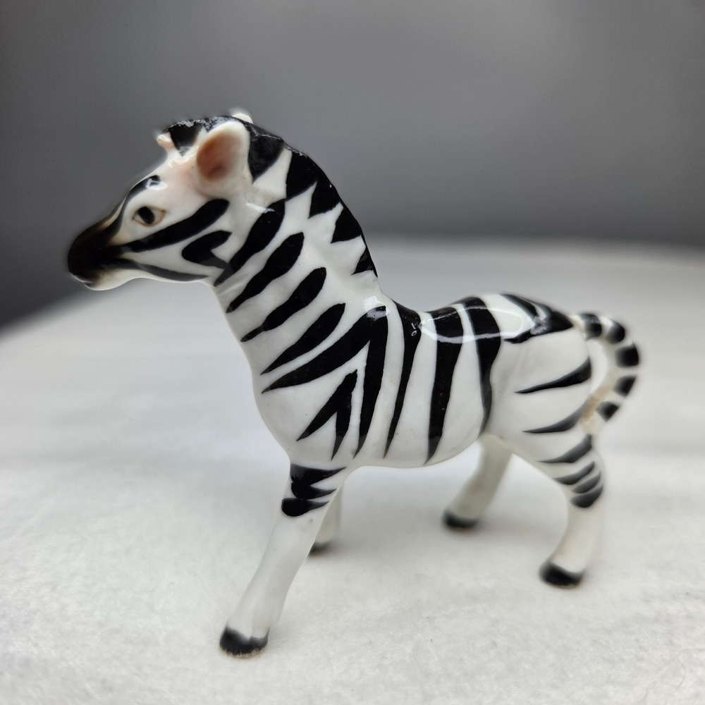 Vintage Bone China Japan Miniature Zebra Figurine Striped Safari Animal 2 Inch